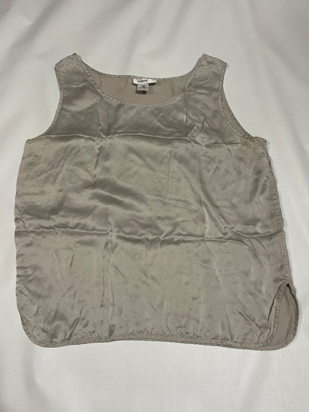 Dorman Women's 100% Silk Plain Tank Top, Silver, Size XL, with Side Slits
